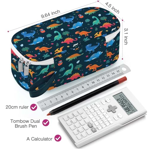 Image of Jcocylse Large Capacity Pencil Case Portable Pencil Pouch Bag School Supplies for College Students(Dinosaurs)