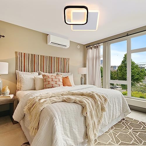 LIGKIN Modern LED Ceiling Light, 24W Acrylic Square, 30cm x 24cm x 5cm, Black and White, Indoor, 3000K/4500K/6000K, Dimmable - Image 3