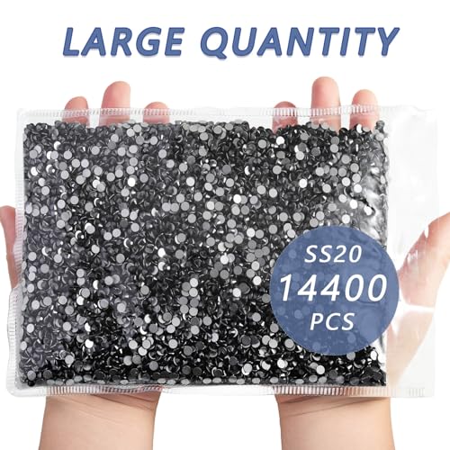 Image of Beadsland Flat Back Crystal Rhinestones Bulk, Jet Hematite, SS20, 14400pcs