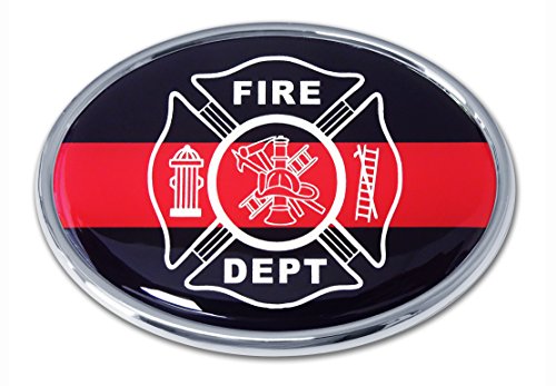 Image of Elektroplate Fire Department Maltese Cross Firefighter All Metal Emblem for Cars, Trucks, and All Auto | Universal Fit at 3.6 inch x 2.5 inch | Weatherproof