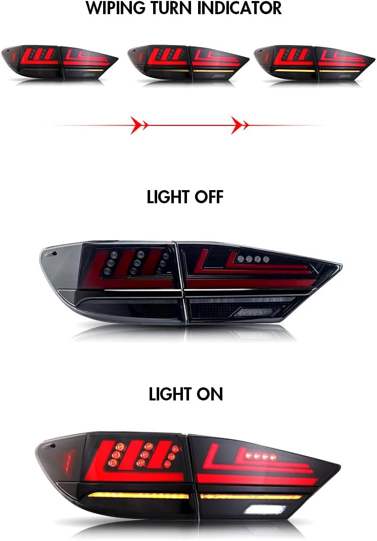 Tail Lights for 6th Gen Lexus ES350 ES300h 2013-2018 Taillights with Start-up Animation Amber Sequential Turn Signal Rear Back Lamp Plug & Play, 1 Pair