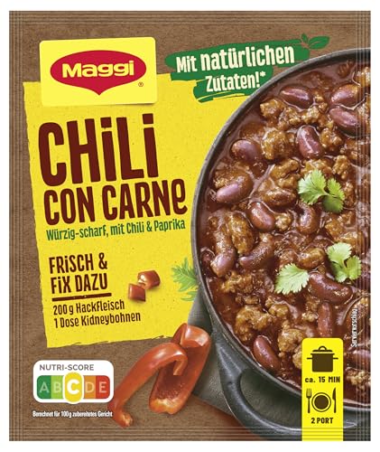 MAGGI Fix für Chili con Carne, Würzmischung, mit natürlichen Zutaten* , für 2 Portionen, 1er Pack (1 x 33g Packung)