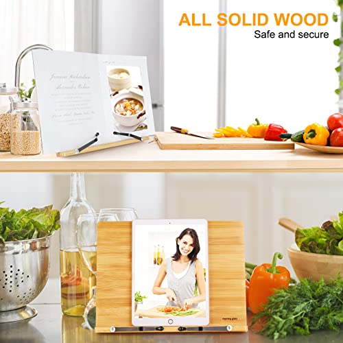 Kitchen Mom Cookbook Holder,Ycoolle Bamboo Cookbook Stand Mom Recipe Book Holder Personalized Mother's Day Gift Or Mom Birthday Gift For Cooking Recipe, Magazine, Laptop(6 Adjustable Height) #TOP3