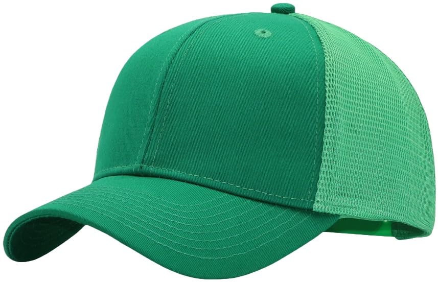 Image of Mens Mesh Snapback Hat Fits One Size & XXL | Structured Adjustable Trucker Hats | Sturdy Outdoor Blank Baseball Cap