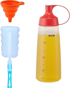 Condiment Squeeze Bottles for Sauces Pancake Batter Plastic - Wide Mouth Kitchen Ketchup Mustard Squirt Bottle Empty Dispenser for Icing Oil Salad Food Liquid for Griddle BBQ1 PCS, 13 oz.