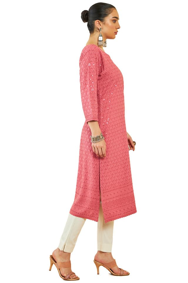 Image of Soch Women's Rayon Straight Fit Straight Kurta
