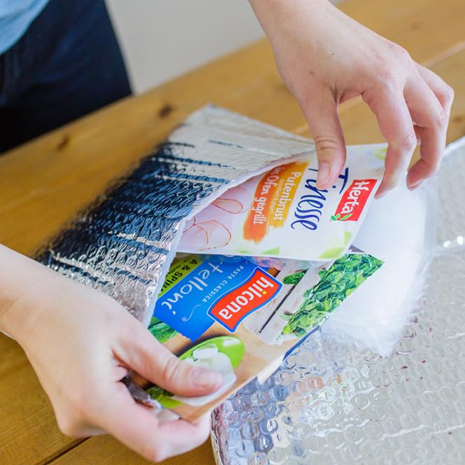Thermohülle mit Luftpolster 400x400 mm S Kühlverpackung - 100 Stück | Thermoisolierte Luftpolstertaschen für sicheren Kühlversand von Pharmazeutika & Schokolade