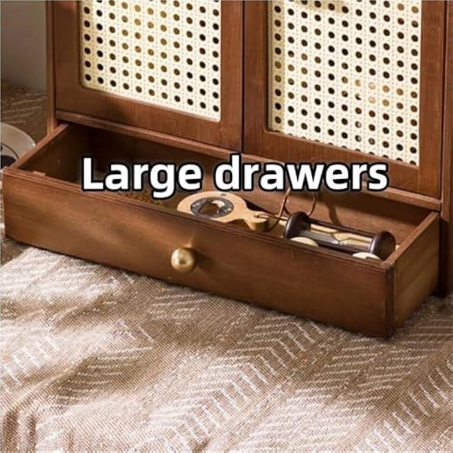 Coffee Station Establisher with Drawer Countertop Storage Organizer Desktop Storage Cabinet Mug Holder for Kitchen Elegant(Natural)