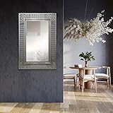 ✅ Incluye 2 colgadores. la fabrica del cuadro Espejo de Pared Fabricado en España – Mod Destello- Acabado Artesanal – Espejo de diseño Ideal para Salón, Recibidor, Vestidor, Dormitorio y Baño. (Plata Envejecida)