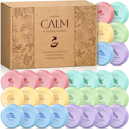 Shower Steamers 30 PCS with Individually Wrapped, Shower Bombs for Women with 6 Rich Scents, Rose...