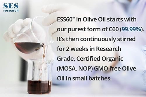 Miniatura 3 de SES Research C60 - Nootrópico, Focus, Suplemento para dormir, Antienvejecimiento, Super Antioxidante, Concentración máxima, C60 99.99% en Aceite de