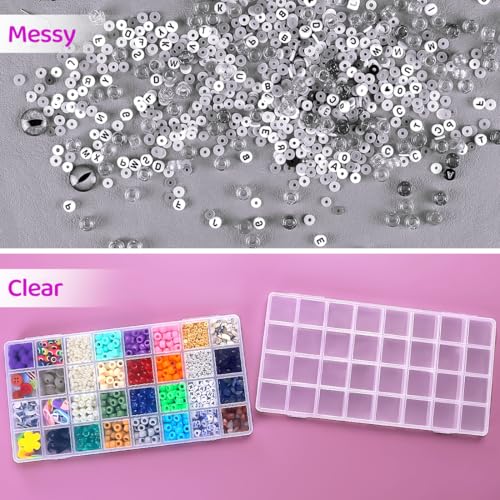 Image of Eppingwin 32 Grids Bead Organizer, Craft Organizers and Storage, Acrylic Organizers, plastic Bead Organizer Box for Crafts Organizing Storing (4 pack)