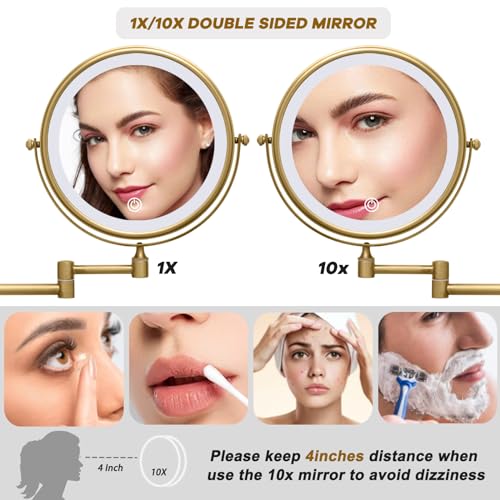 Espejo de maquillaje doble 8 pulg con luz recargable miniatura 4