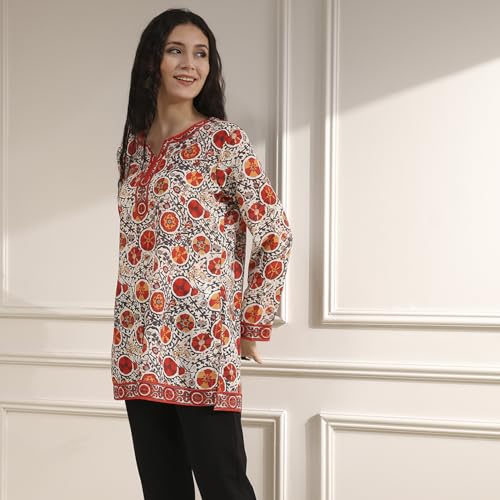 Image of Biba Printed Polyester Straight Casual Kurtis