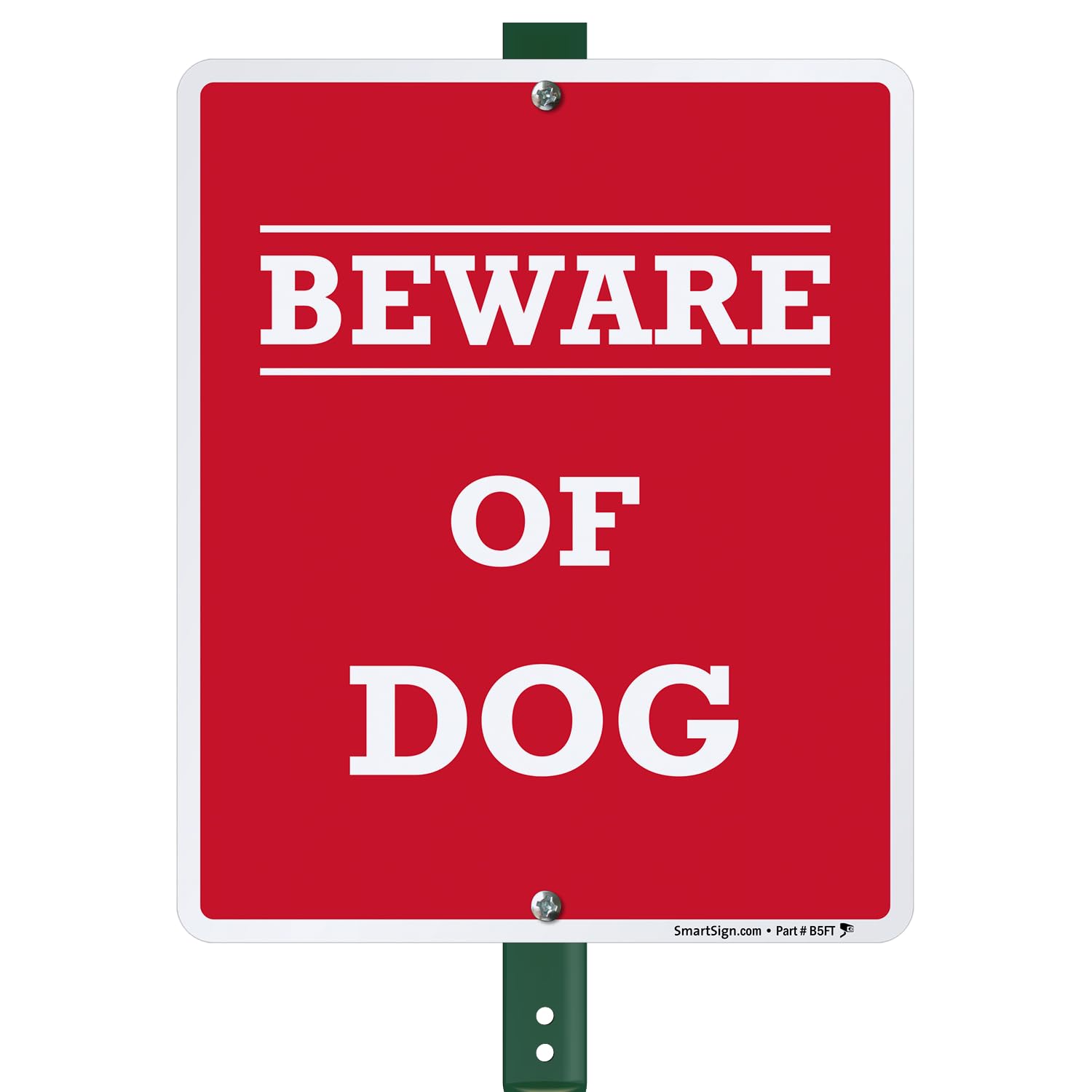 Smartsign Aluminium Panneau, Legend pelouse Boss – Attention au chien, 30,5 cm Hauteur X 22,9 cm de large Panneau Plus 3 'Tall Piquet, Blanc sur rouge