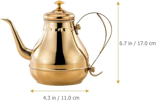 Miniatura 2 de Tetera de agua de acero inoxidable de 1.8 litros con filtro, cafetera turca vintage, jarra de té árabe, boquilla estrecha, olla de agua de metal