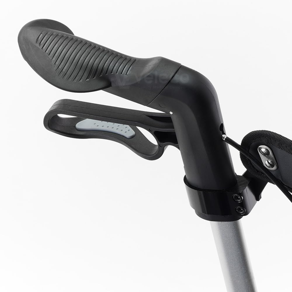 Andador plegable de aluminio Veleco Flexo de 4 ruedas, resistente y ligero, Rollator (Plata)