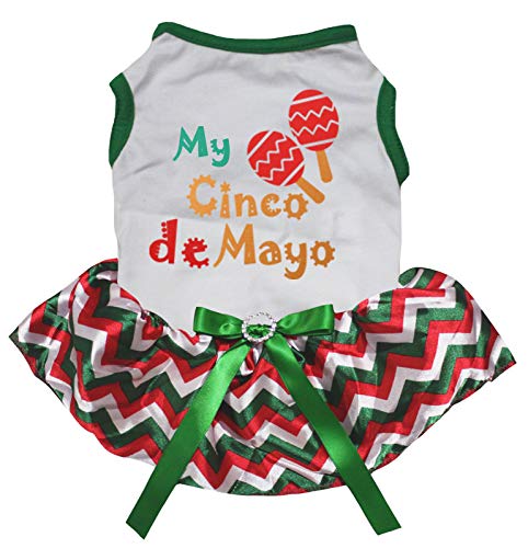 Robe Cinco de Mayo pour chien en coton avec tutu vert et rouge