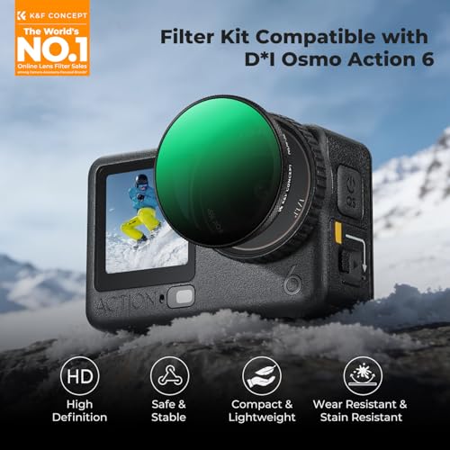 Image of K&F Concept Effect & ND & CPL Filter Set Compatible with DJI Osmo Action 6, 3 Pack CPL Black Diffusion 1 /4 ND4-32 Filters Accessories, HD Optical Glass /Multi-Coated
