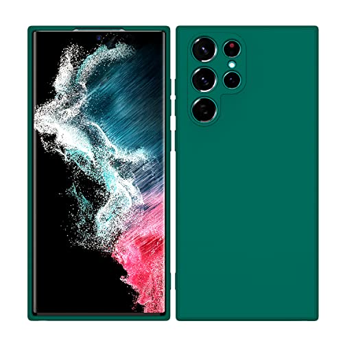 Image of Kapa Matte Lens Protective Back Cover for Samsung Galaxy S22 Ultra, Slim Silicone with Soft Lining Shockproof Flexible Full Body Bumper Case (Green)