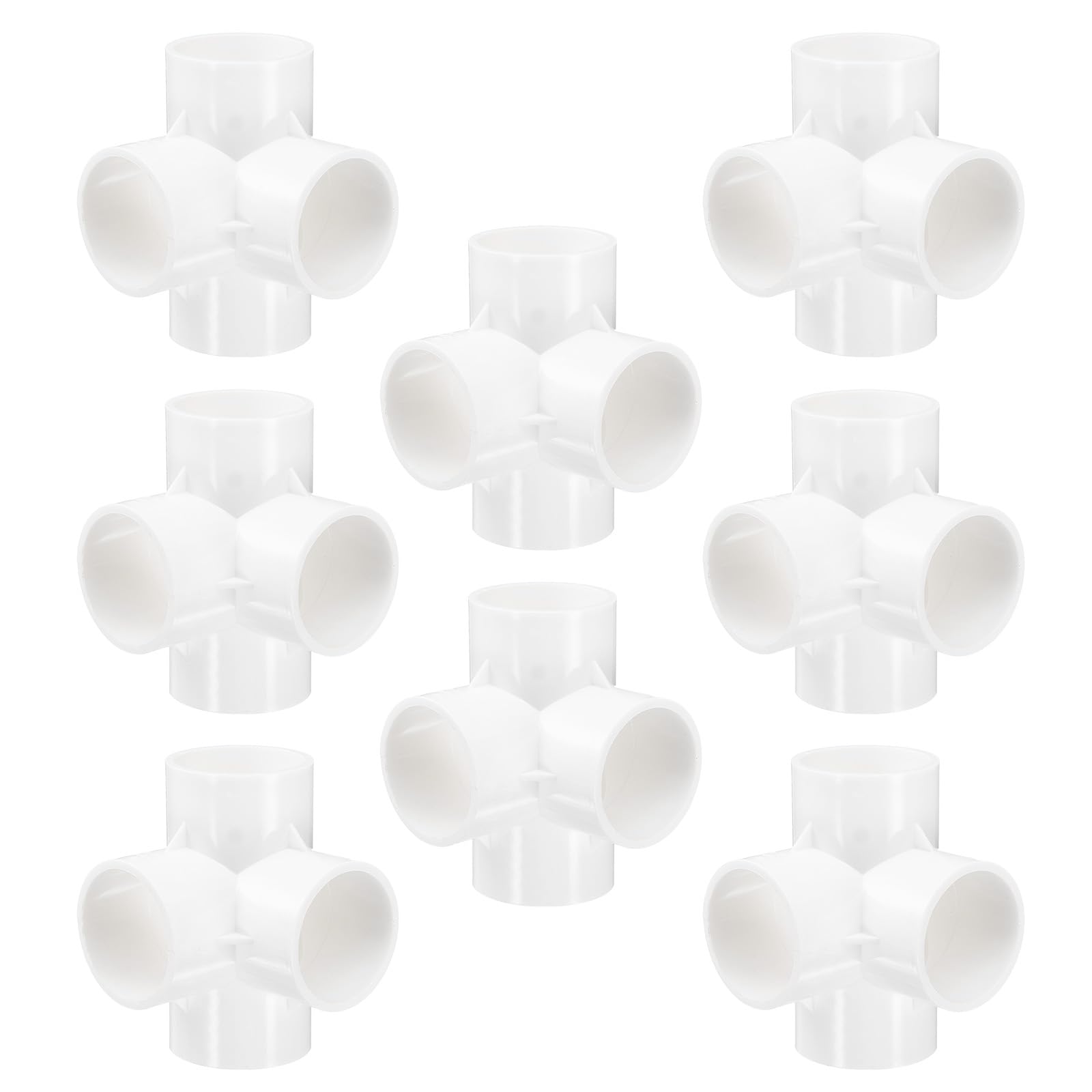 QUARKZMAN 8pz Raccordi per Tubi a 4 Vie Pvc 1-7/8" Gomito Connettore Raccordi per Tubi Irrigazione Grado 90 Accoppiamento Gomito per Tubi per Idraulica Fognature Acqua Drenaggio, Bianco