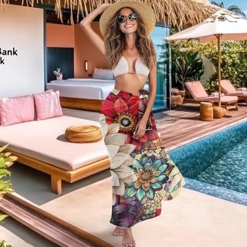 JEOCODY Womens Swimsuit Cover Up Casual Long Beach Sarong Wrap Skirt Soft Bathing Suit Cover Up3