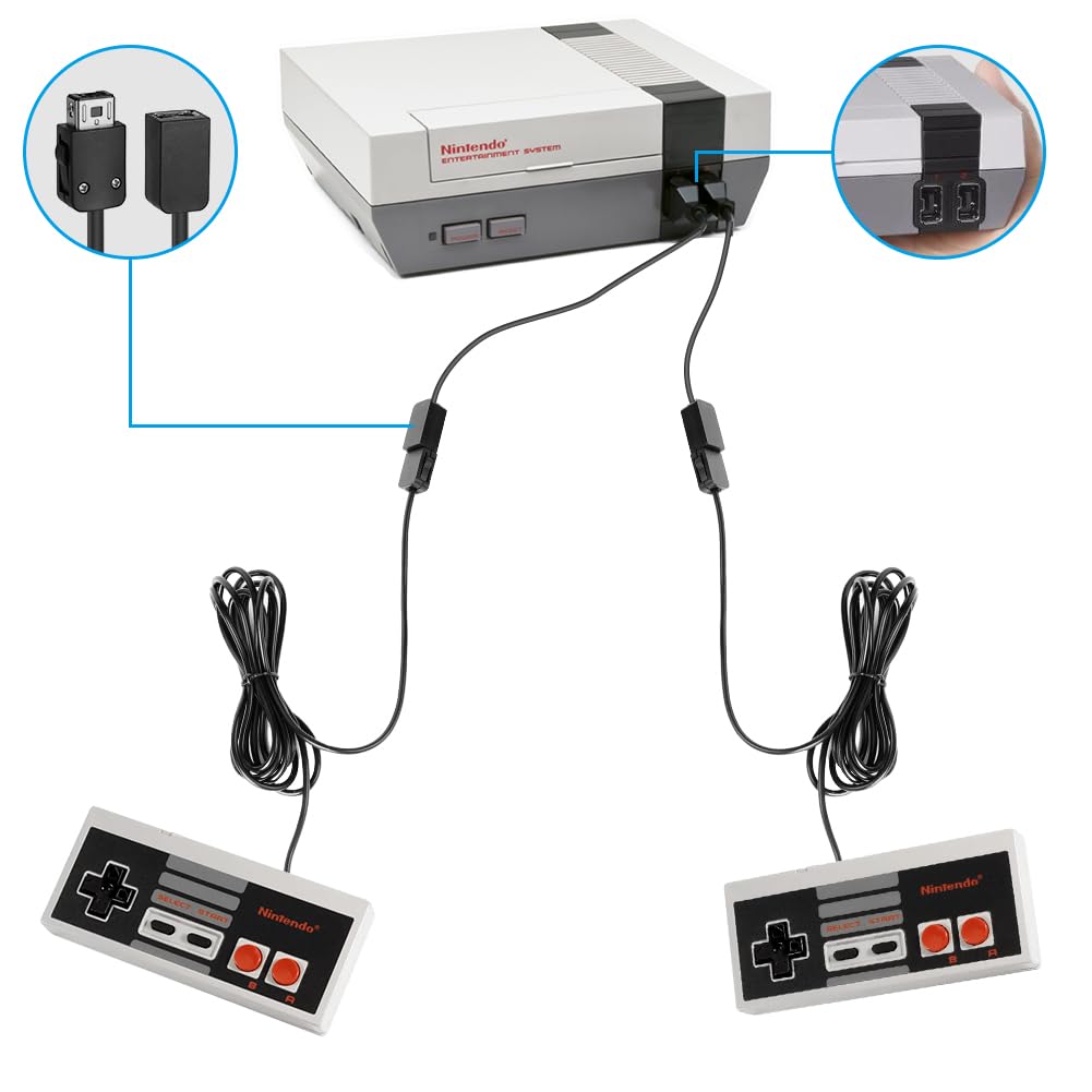 AXFEE 2 Piezas Cables de extensión Aplicabilidad con Nintendo NES Classic Mini Edition Controlador, 3 m Cables Extensibles para Wii Remoto y Wii Nunchuck Controlador, Negro