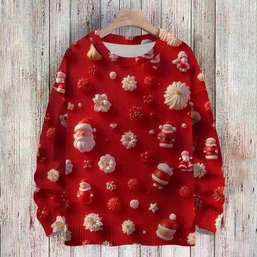 Kids Christmas Sweatshirts Long Sleeve Crewneck Cute Sweaters Boys And Girls Xmas Print Holiday Fall Pullover Sweaters2