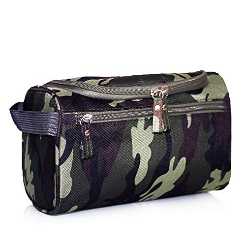 TOPFAY Bolsa de Viaje para el baño, Impermeable, Gran Capacidad de Almacenamiento, Bolsa de cosméticos, Cierre de Bolsa para la Ropa y asa, para el Cuarto de baño o la Ducha (Camuflaje Verde)
