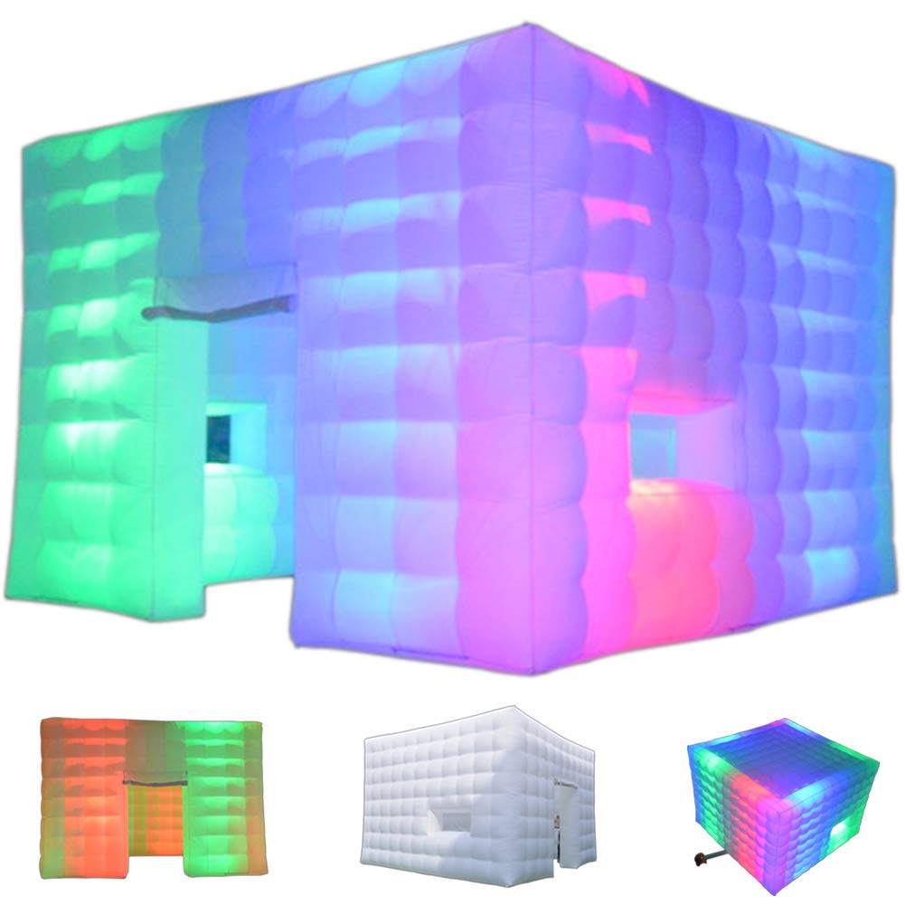 SAYOK Inflatable Nightclub 16.4 x 16.4 x 11.5 FT, Inflatable Party Tent with LED Wall Wash Lights, Inflatable Night Club Tent for Adults Wedding Birthday Backyard (16.4 x 16.4 x 11.5ft-White-FBM)