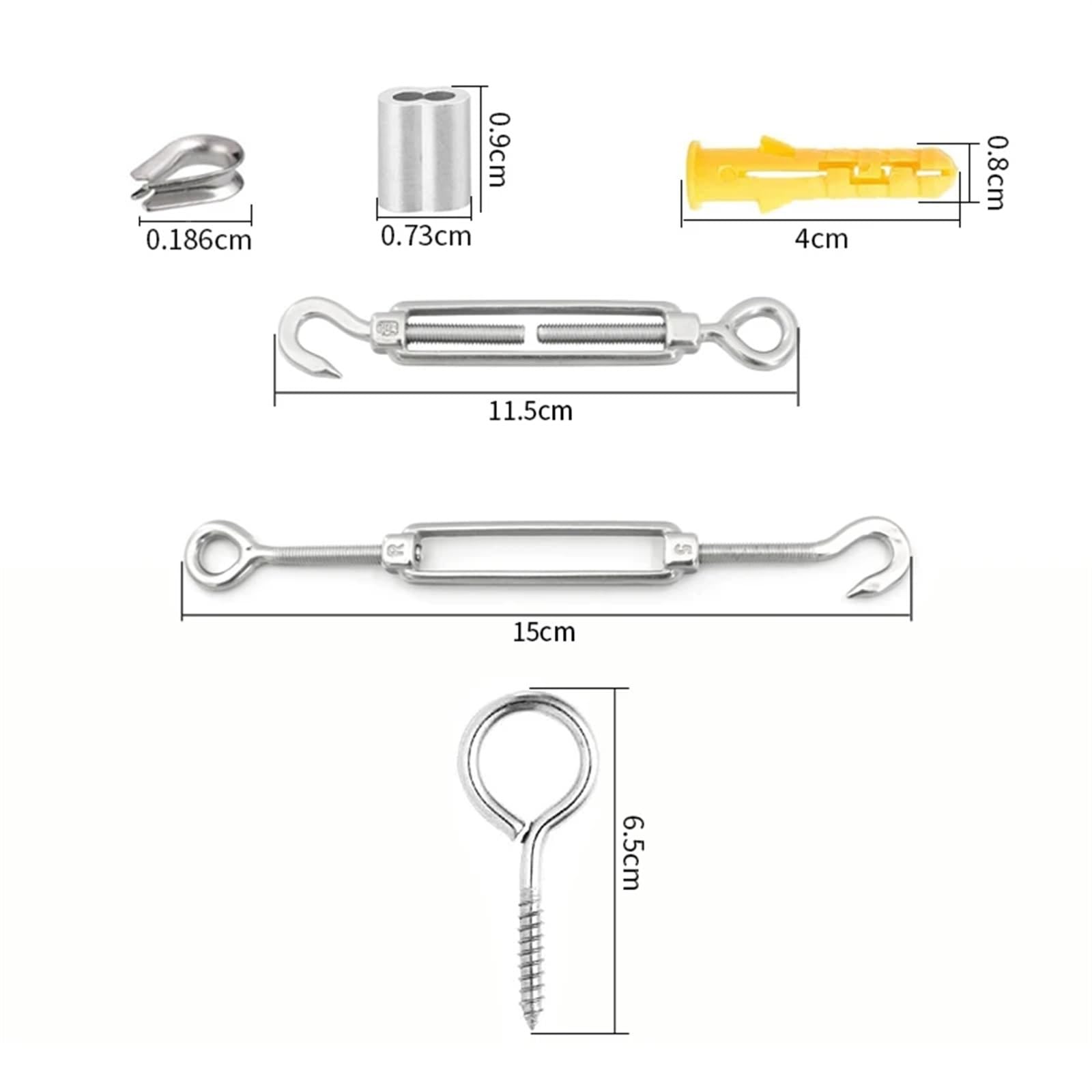 Tenditore Cavo Acciaio Kit tenditore tenditore filo da giardino da 20 m con cavo metallico Kit ringhiera cavo in acciaio inossidabile 304 for appendere quadri