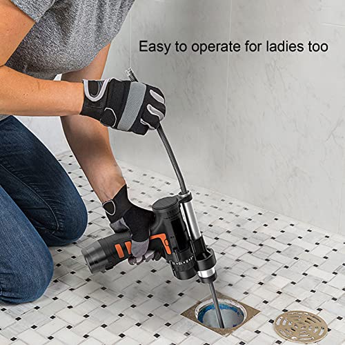 Electric Drain Auger, US 110‑240V Handheld Electric Drain Clog Remover with Automatic Clutch, for Toilet Bathroom (7.5meter / 24.6ft)