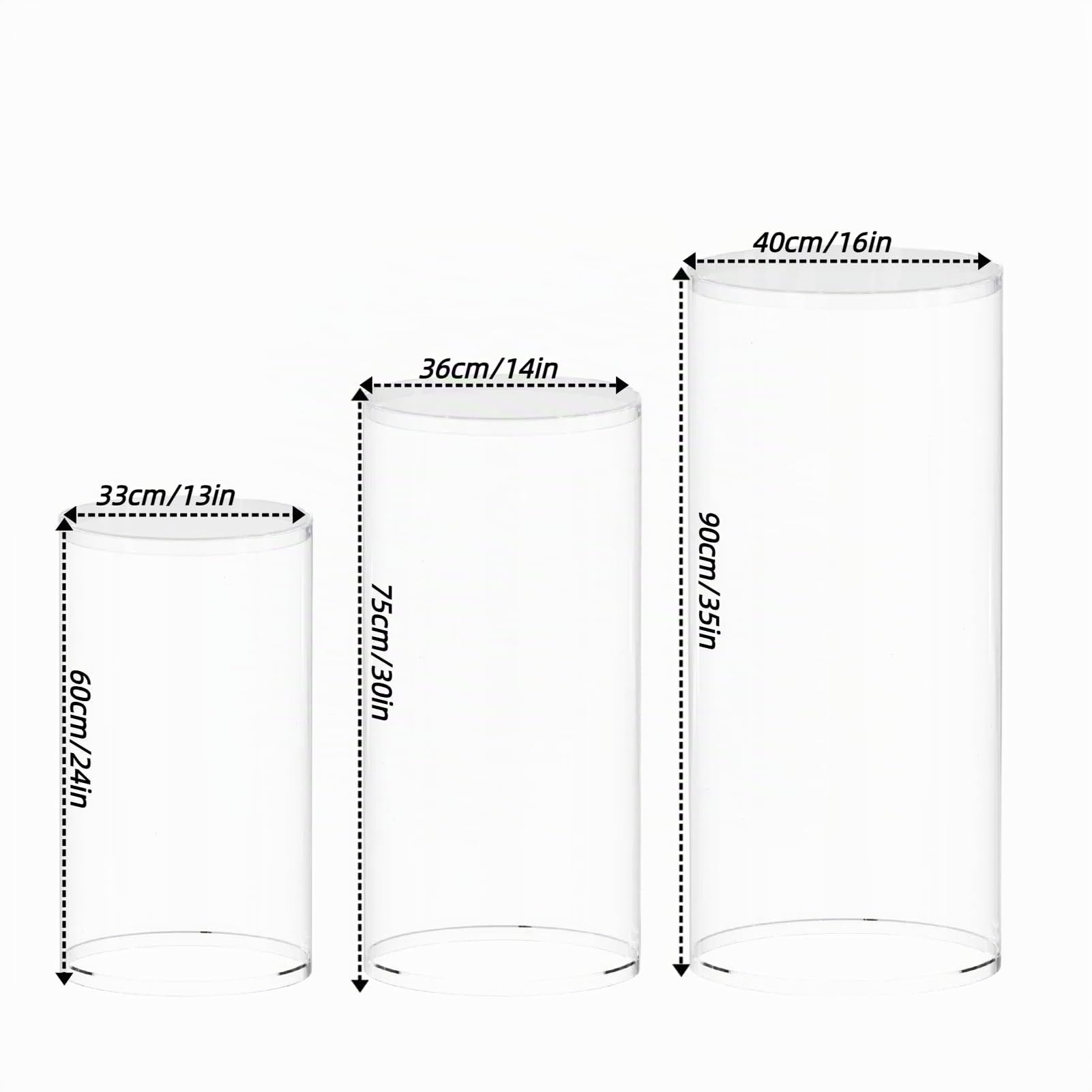 3 Set di Piani Espositivi, Supporto Decorativo A Colonna Trasparente, Cilindro per Feste di Compleanno, per Matrimoni, Compleanno, Collezionabili