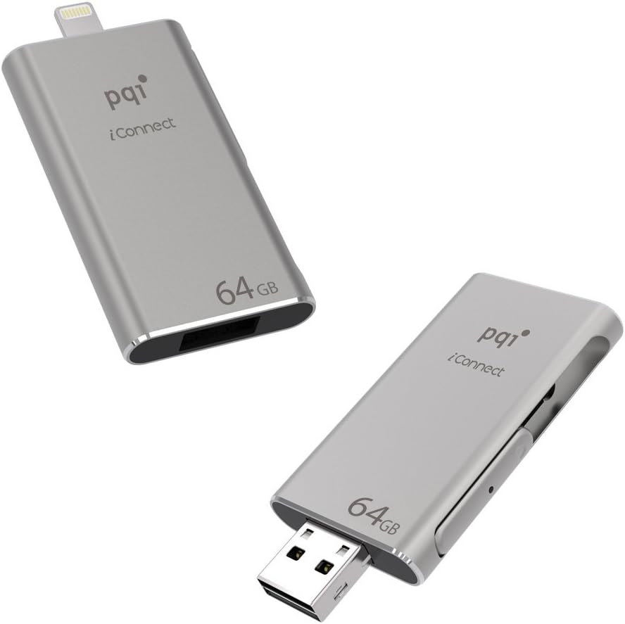 Flash Drive for iPhone iPad, iConnect[USB 3.0] [Apple MFi Certified] Apple FlashDrive Mobile Storage with Lightning Connector for iPhone, iPad, iPod Mac and Computer (64GB) (Space Gray)