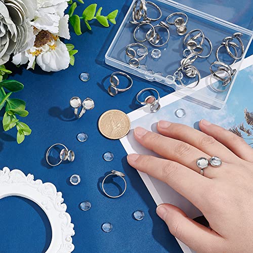 UNICRAFTALE DIY Cuff Ring Making Kit Size 6 1/4 Open Cuff Ring Bezel Tray Stainless Steel Finger Ring Cabochon Ring Bases with Glass Cabochons Metal Cuff Rings Cabochon Domes Set for Ring Making by UNICRAFTALE - Image 2