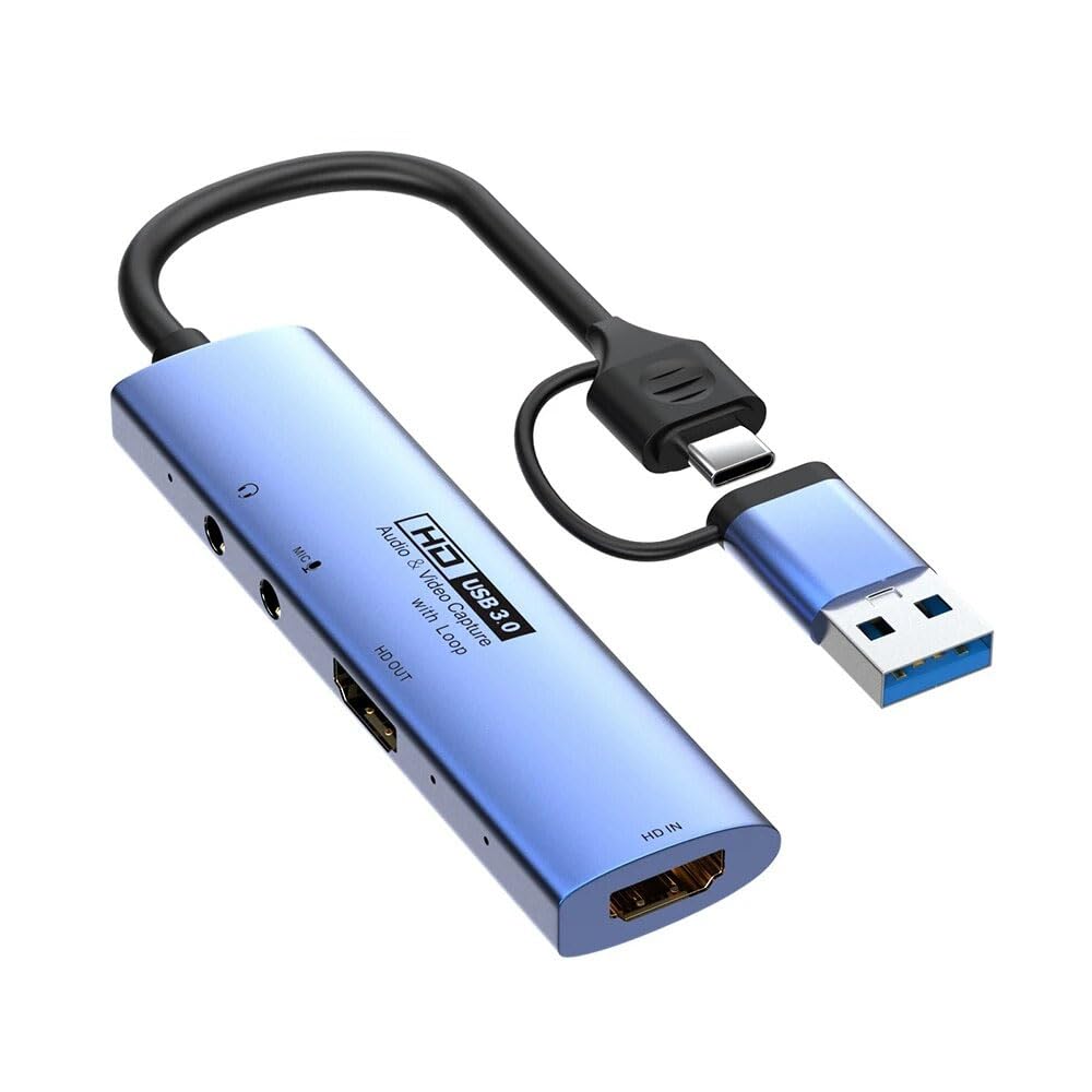 ETZIN Type C USB 3.0 Video Capture 1080P 60FPS Record with 4k30hz Loop for PC PS4 Game Camera Live Streaming Broadcast 2 in 1 USBC to PD USB3.0 TYPEC Audio Video Capture Card.-image-2