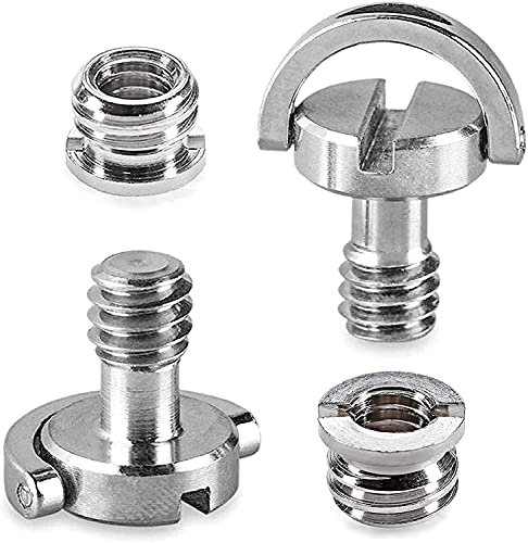 Image of SHOPEE 1 /4 inch-20 D-Ring Tripod Screw Camera Screw with Mounting for Camera Camcorder Tripod Monopod Quick Release Plate Stainless Steel Pack of 4 (2 x Tripod & 2 x Adapter)