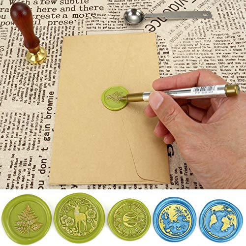 Mogokoyo 4 Stück Wachssiegelstift Gold & Silber Siegellack-Stift Metallic-Marker Set Farbstifte für Siegelwachs Deko (4)