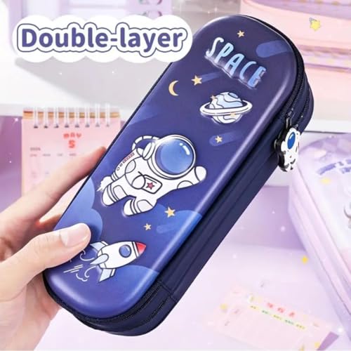 Image of Stylbase Pencil Box Suitcase for Boys & Girls | Hard School Pencil Case Geometry Box with Password Lock & Handle | Pencil Pouch for School Supplies Kids (Duke Blue)