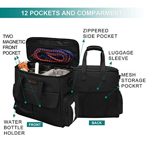 Modoker Dog Travel Bag,Weekend Pet Travel Set for Dog and Cat, Airline Approved Tote Organizer with Multi-Function Pockets Black