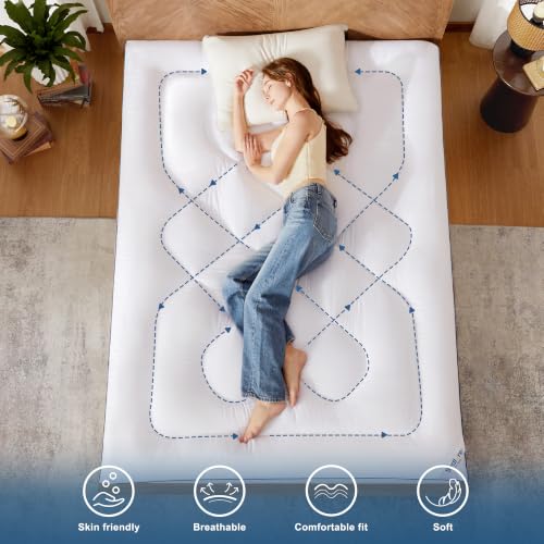 Image of BEDLORE California King Mattress Topper, Thick Pillow Top Pad for Back Pain Relief, Cooling Soft Mattress Cover with Deep Pockets 6-18 inch