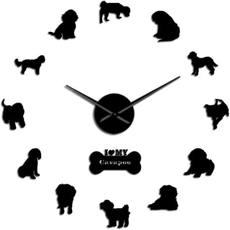 Amazon Co Jp 壁掛け時計 おしゃれ 連続秒針 置き時計 掛け時計 壁掛け時計犬の品種壁掛け時計ペットショップ壁の装飾ミラー効果犬 のシルエット姿勢壁の時計犬ギフト黒優先素材細かい仕上がり ホーム キッチン