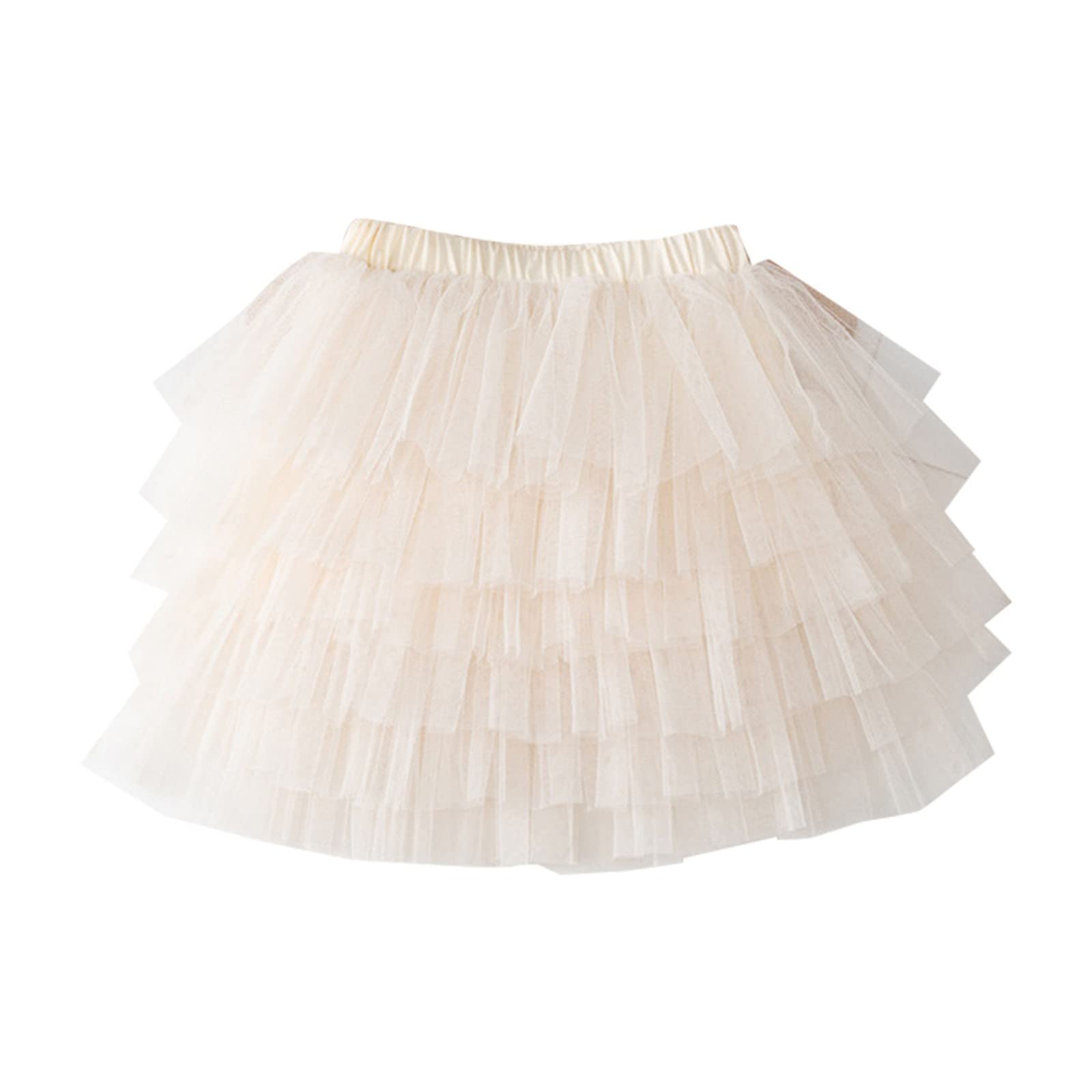 Girls Layered Tutu Tulle Skirt Toddler Baby Girls Mesh Tutu Skirts Dance Princess Skirts Party Fluffy (White, 5-6 Years)