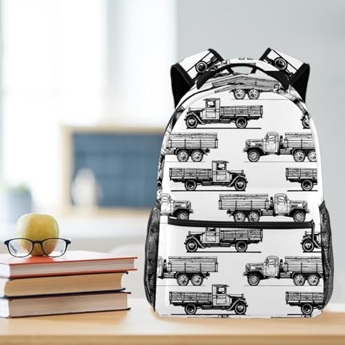 Sac à dos d'école et de voyage décontracté camions multicolores