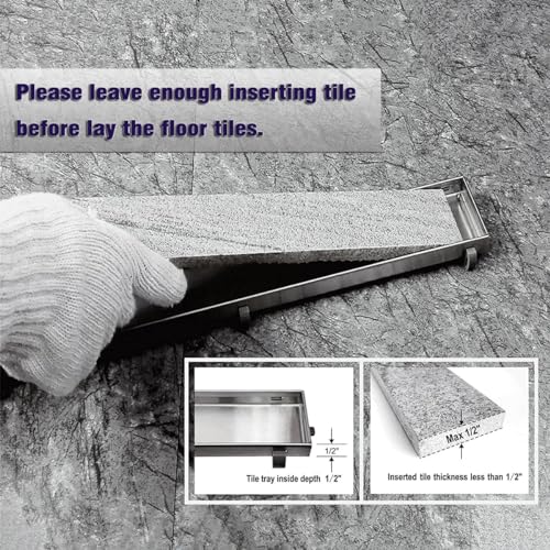 Neodrain 18-Inch Linear Shower Drain, Brushed 304 Stainless Steel, Silver, Modern Style, Removable Grate, Adjustable Feet, 2" Central Outlet, 36 L/min Flow, Fits US No-Hub Drain Base System by Neodrain - Image 6