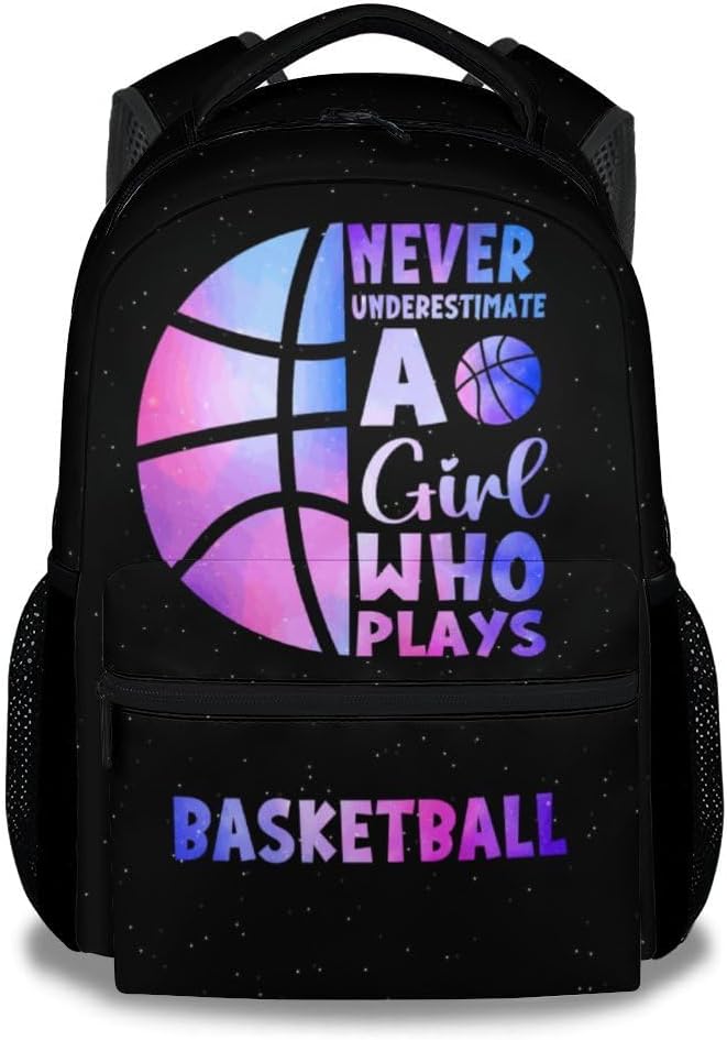 Basketball Backpack for Girls Boys, 16 Inch Basketball Theme Bookbag with Adjustable Straps, Durable, Lightweight