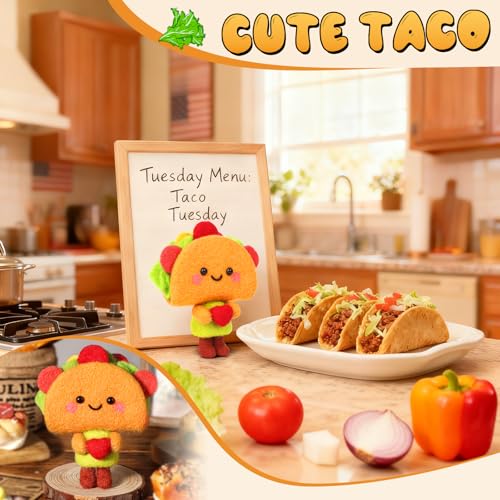 Image of Yizzvb Needle Felting Kit Beginners Felting Wool Supplies Tools | Cute Taco Felting Kit for Beginners Adult Including Instruction Wool Roving Pad Needles Diy Craft Home Decoration Craft Party
