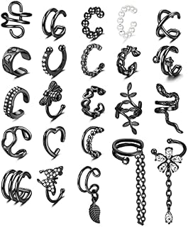 ADRAMATA 23Pcs Ear Cuffs for Women Adjustable Clip Earrings Set Cross Ear Cuffs for Women for Non Pierced Ears Snake Butterfly Fake Helix Cartilage Earrings Gold Silver Earrings Non Piercing