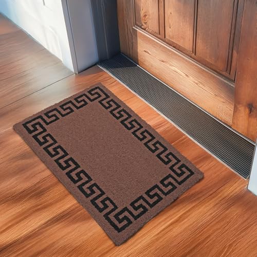 Image of Encasa XO Coir Door Mat for Home Entrance, Anti Slip PVC Back Brown