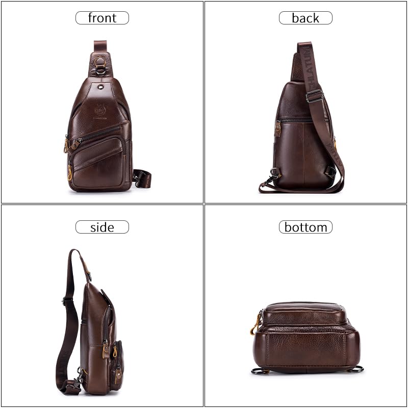 Image of Crossbody Bag for Men Genuine Leather Sling Bag Small Chest Shoulder Bag Durable Men Bag Crossbody